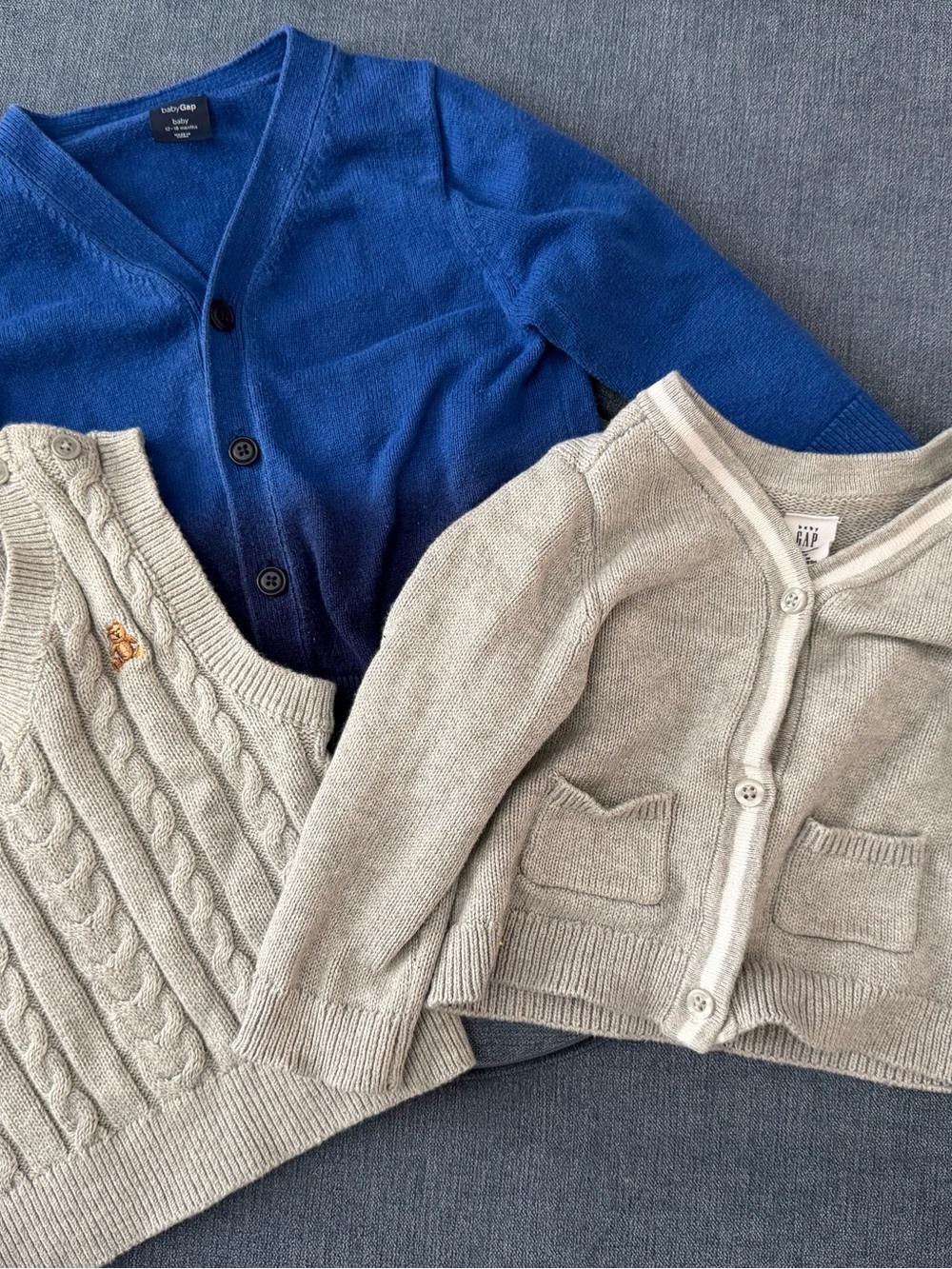 Baby Gap cardigans and sweater vest